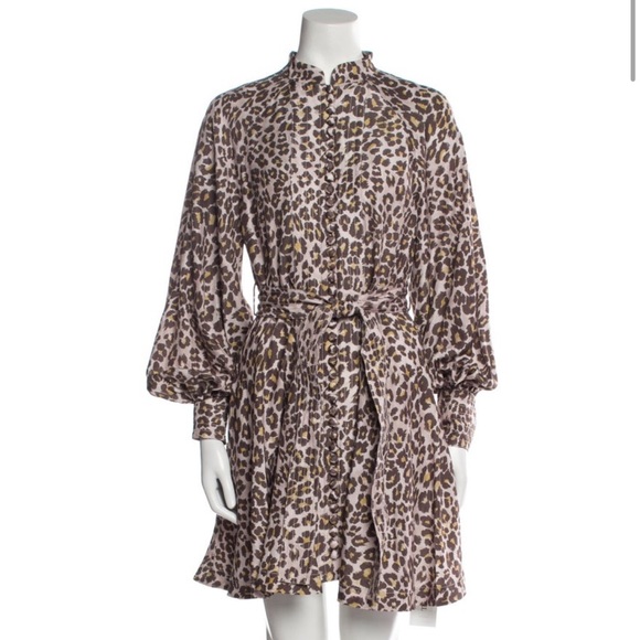 Zimmerman Leopard print structured silk dress - Picture 1 of 8